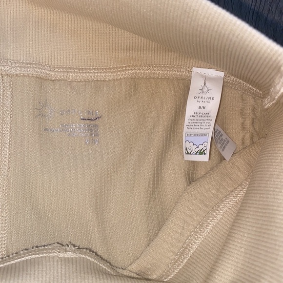 Aerie Cream Ribbed Leggings - Picture 3 of 3